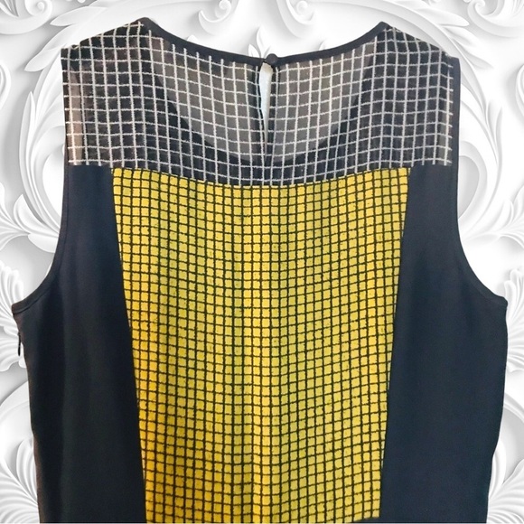 NWOT Halogen Grey And Yellow Pleated Sleeveless Dress - Picture 2 of 3